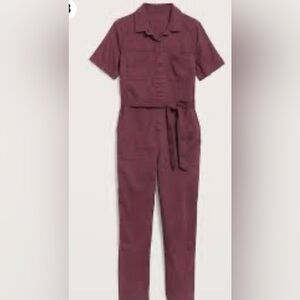 Old Navy Overdyed Tie-Belt Twill Jumpsuit NWT